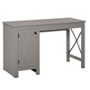 Computer Table Desk  Writing Workstation with Cabinet  Metal X-Bar for Living Room Bedroom Study Office Dorm - Grey