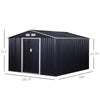 11' x 9' Metal Storage Shed Garden Tool House with Double Sliding Doors, 4 Air Vents for Backyard, Patio, Lawn Dark Grey