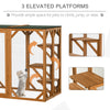 Wooden Outdoor Cat House Catio Kitten Enclosure Indoor Cage with Asphalt Roof, Multi-Level Platforms and Large Enter Door 71"L, Orange