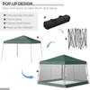 10' x 10' Pop Up Canopy, Foldable Canopy Tent with Carrying Bag, Mesh Sidewalls and 3-Level Adjustable Height for Outdoor, Garden, Patio, Party, Green