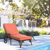 Outdoor Aluminum Padded Lounge Chair with Adjustable Backrest, Patio Chaise Lounger with Side Table Set, Sun Lounger for Backyard, Wine Red