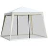 10'x10' Outdoor Party Tent Canopy with Mesh Sidewalls, Patio Gazebo Sun Shade Screen Shelter, Beige