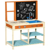 Kids Kitchen Playset, Wooden Pretend Play Kitchen Toy Set for Toddlers with Chalkboard, Removable Sink, Faucet, Storage Shelves, for 3-8 Years