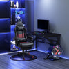 Gaming Chair with Swivel Wheel, Computer Chair with PU Leather, Retractable Footrest, Racing Gaming Chair, Black