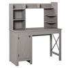 Computer Desk with Hutch and Storage Cabinet Home Office Computer Workstation  Study Writing Table Grey