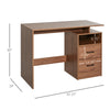 Compact Computer Desk with Split Open Shelves  2 Pull Out Storage Drawers and Stable Wooden Frame  Walnut
