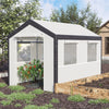 10'L x 7'W Outdoor Walk-In Tunnel Greenhouse, Garden Warm Hot House with Roll Up Windows, Zippered Door, and Weather Cover, White/Dark Grey