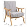 Accent Chairs with Seat and Back Cushion, Upholstered Arm Chair for Bedroom, Living Room Chair with  Wood Legs, Light Gray