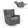 Living Room Chair Recliner Linen Fabric Swivel Gliding Recliner Sofa Chair Grey