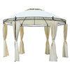 11.5' Steel Outdoor Patio Gazebo Canopy with Double roof Romantic Round Design & Included Side Curtains, Cream White