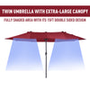 Patio Umbrella 15ft Double-Sided Outdoor Market Extra Large Umbrella with Crank Handle for Deck, Lawn, Backyard and Pool, Wine Red