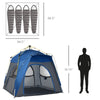 Camping Tents 4 Person Pop Up Tent Quick Setup Automatic Hydraulic Tent w/ Windows, Doors Carry Bag Included