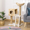 Cat Tree for Indoor Cats Kitty Tower Cattail Weave with Cat Condo, Bed, Ladder, Washable Cushions, 22.5" x 14.5" x 39.5", Natural