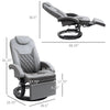 PU Recliner Reading Armchair with Footrest, Headrest, Round Wood Base for Living Room, Bedroom, Office - Grey