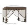 10' x 10' Pop Up Canopy Tent with Netting, Foldable Gazebo Tents for Parties, Height Adjustable, with Wheeled Carry Bag and 4 Sand Bags for Outdoor, Garden, Patio, Cream