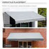 12' x 8' Patio Awning Canopy Retractable Sun Shade Shelter with Manual Crank Handle for Patio, Deck, Yard, Light Grey