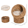 Natural Braided Banana Leaf Cat Bed Basket Pet House with Cushion