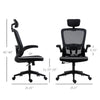 High Back Mesh Chair, Home Office Task Computer Chair with Adjustable Height, Lumbar Back Support, Headrest, and Arms, Black