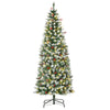 6ft Pre-Lit Snow-Dipped Artificial Christmas Tree with Realistic Branches, 300 LED Lights, Pine Cones, Red Berries and 618 Tips