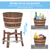 13 Gallons Retro Style Wooden Cooler Wood Ice Bucket with Separable Support Frame  Foldable Flip Cover and Faucet