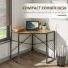 Corner Computer Desk with Steel Frame for Small Spaces, Writing Desk for Workstation, Black