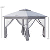 11' x 11' Pop Up Canopy, Double Roof Foldable Canopy Tent with Zippered Mesh Sidewalls, Height Adjustable and Carrying Bag, Event Tent for Patio Garden Backyard, Gray