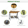 2-Person Outdoor Swing, Patio Swing Bench with Adjustable Tilt Canopy, Cup Holder and Storage Tray, Steel Frame, Brown