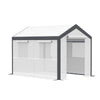 10'L x 7'W Outdoor Walk-In Tunnel Greenhouse, Garden Warm Hot House with Roll Up Windows, Zippered Door, and Weather Cover, White/Dark Grey