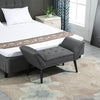 Modern Button Tufted Sitting Bench/Accent Fabric Upholstered Ottoman for Bedroom or Living Room  Charcoal Grey