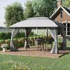 13' x 10' Patio Gazebo Outdoor Canopy Shelter with Sidewalls, Double Vented Roof, Steel Frame for Garden, Lawn, Backyard and Deck, Grey