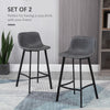 27.25" Counter Height Bar Stools Set of 2, Industrial Kitchen Stools, Upholstered Armless Bar Chairs with Back, Steel Legs, Grey