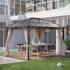 10x12 Hardtop Gazebo with Metal Frame, Polycarbonate Gazebo Canopy with Curtains for Garden, Patio, Backyard