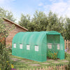 15' x 7' x 7' Walk-in Tunnel Hoop Greenhouse Polyethylene PE Cover, Steel Frame, Roll-Up Zipper Door & Windows for Flowers, Vegetables, Green