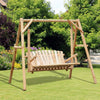 6.5' Outdoor Rustic Loveseat Solid Wood Natural Log Garden Swing Natural