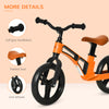 12" Kids Balance Bike Adjustable No Pedal Bicycle for 2-5 Years Orange