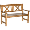 2-Seater Wooden Garden Bench 4FT Outdoor Patio Loveseat for Yard, Lawn, Porch, Natural Wood