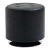 360° Swivel Foot Stool Round PU Ottoman with Thick Sponge Padding and Solid Steel Base, Black