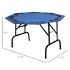 47" 8 Player Folding Octagon Poker Table Blackjack Poker Game with Cup Holders - Blue