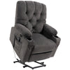 Power Lift Chair, Fabric Tufted Recliner Sofa Chair for Elderly with Cup Holders, Remote Control, and Side Pockets, Dark Grey