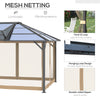 14' x 12' Hardtop Polycarbonate Gazebo Canopy Aluminum Frame Pergola with Top Vent and Netting for Garden, Patio, Grey