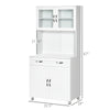 67" Buffet with Hutch, Modern Kitchen Pantry, Freestanding Storage Cabinet with Framed Glass Doors, Shelves and Drawers, White