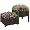 2-Piece Raised Garden Bed Planter Raised Bed with Self-Watering Design and Drainage Holes for Flowers, Brown