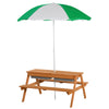 Kids Picnic Table Set Wooden Bench with Sandbox Removable & Height Adjustable Parasol Outdoor Garden Patio Backyard Beach 36.5" x 33.5" x 19"