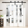 6.6FT Carbon Steel Sliding Barn Door Kits Hardware Closet Set Track System for Double Wooden Door Industrial Wheel Style Roller