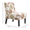 Linen Fabric Dining Chair with Pine Wood Legs and Sponge Padded Cushion, for Living Room, Dining Room, Flower Pattern