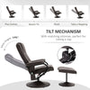 360-Degree Seat Swivel Massage Recliner Chair with Remote Control - Brown