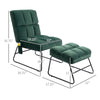 Accent Chair with Ottoman, Velvet Club Chair with Vibration Massage, Remote Control and Metal Legs for Living Room and Home Office, Green