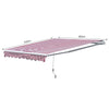 10' x 8' Manual Retractable Awning Sun Shade Shelter for Patio Deck Yard with UV Protection and Easy Crank Opening, Red Stripe