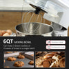 Stand Mixer with 6+1P Speed, 600W Tilt Head Kitchen Electric Mixer with Stainless Steel Mixing Bowl, for Baking Bread, Cakes, Cookie, White