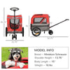 2-In-1 Dog Bike Trailer, Pet Trolley Cart with 360 Swivel Quick-release Wheel, Bicycle Wagon with Reflectors, Flag for Travel, Red